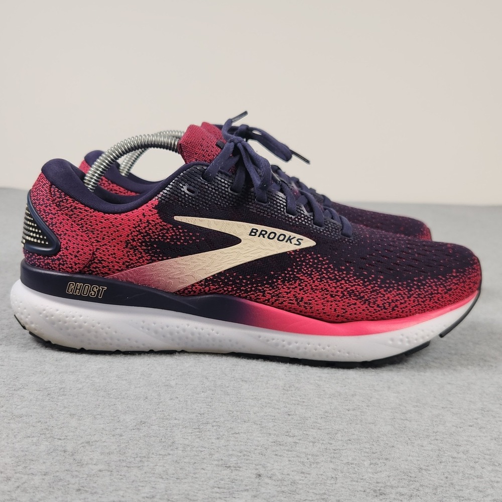 Brooks Ghost 16 Running Shoes Womens 11 Blue Red Ombre Walking Sneakers Athletic